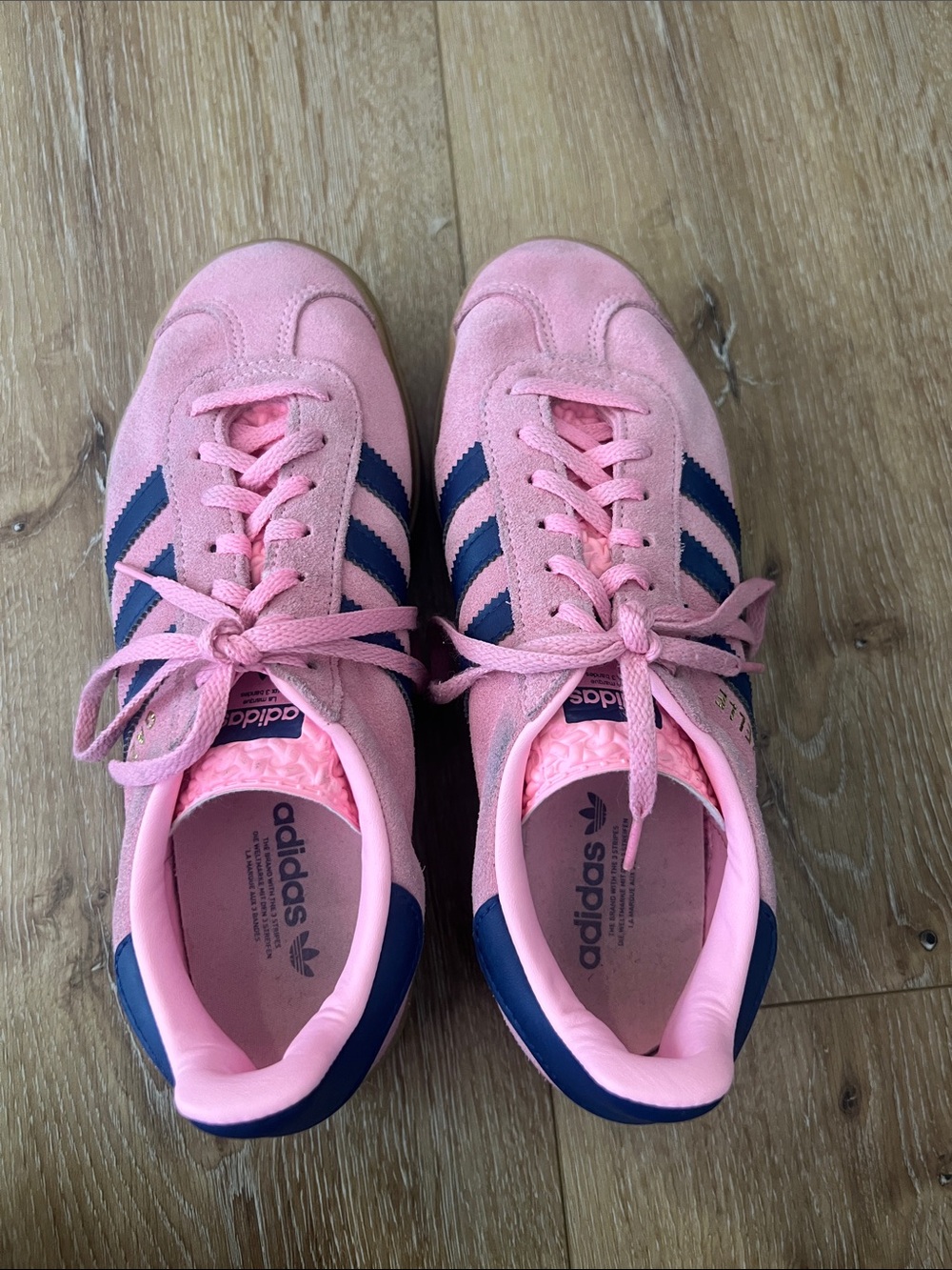 Women’s Addidas Pink + Navy Gazelles